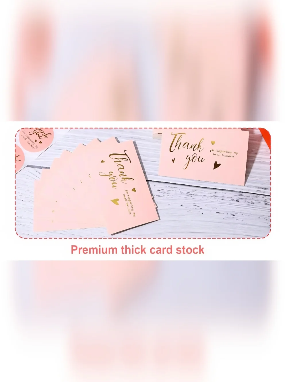 Small Business Packaging Bundle 20 Polymailers 100 Stickers 20 Cards Pink & Gold - Picture 5 of 7